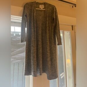 Long gray sweater from Anthropologie